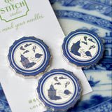 Blue Canton Plate Needle MinderGo Stitch StudioNeedleminderThe Red Thread Atelier