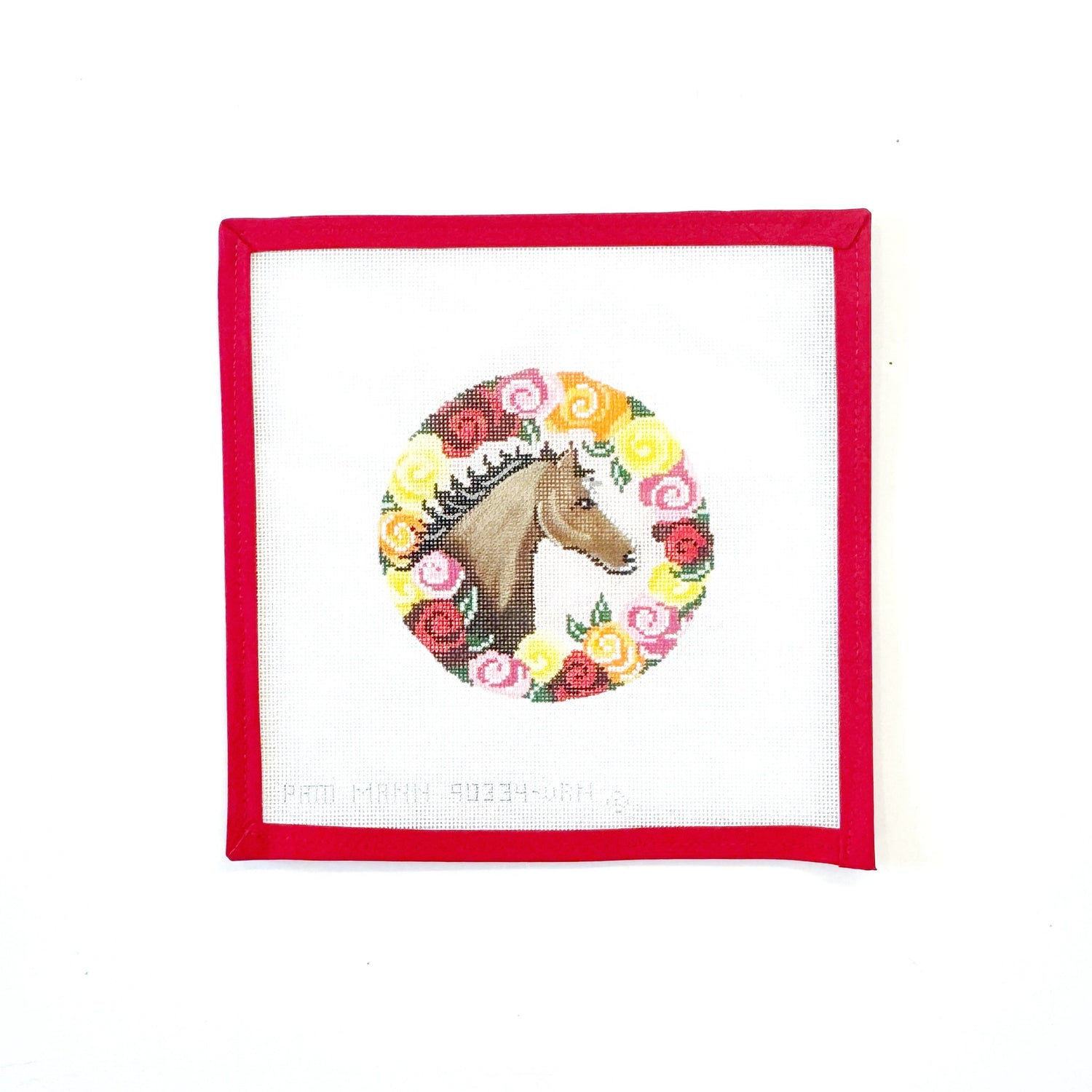 Horse with Floral Border Round