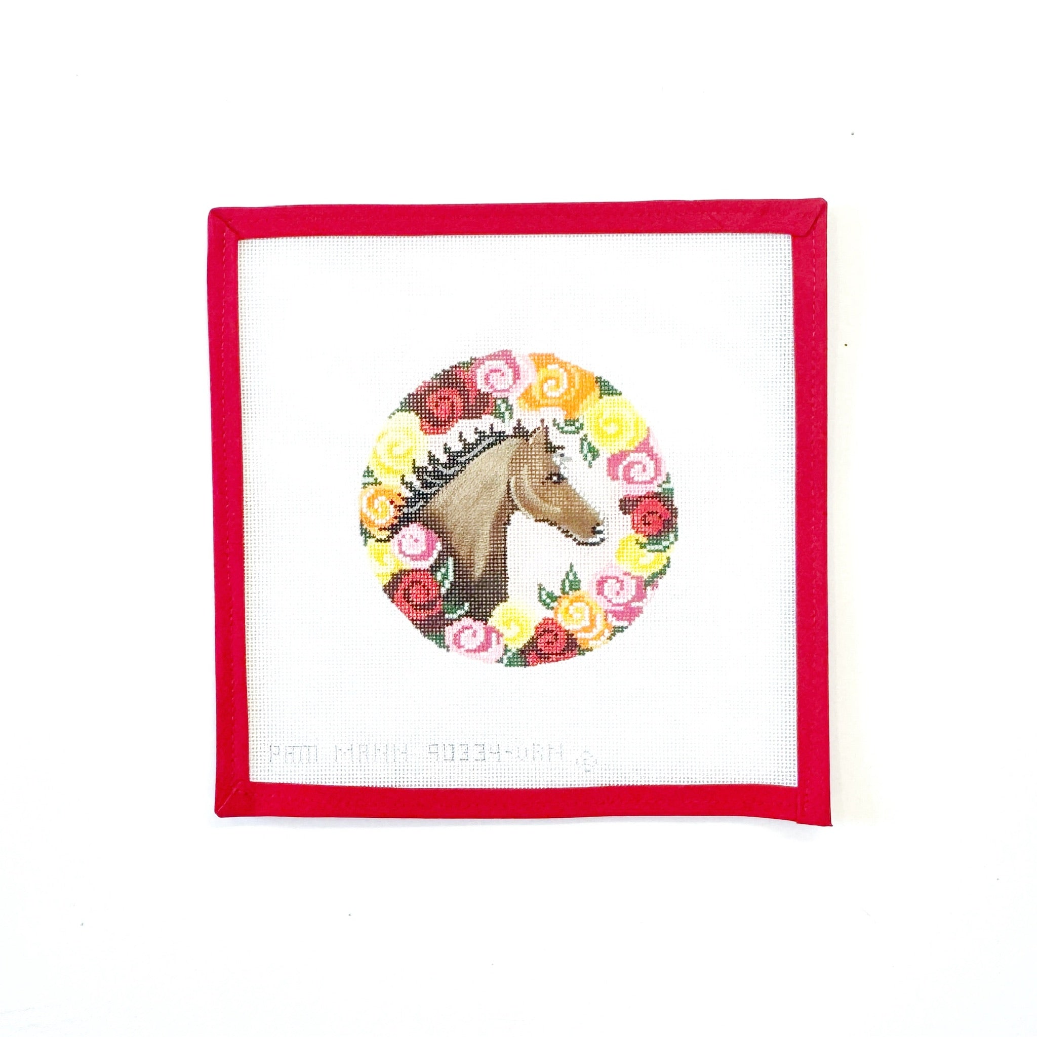 Horse with Floral Border Round