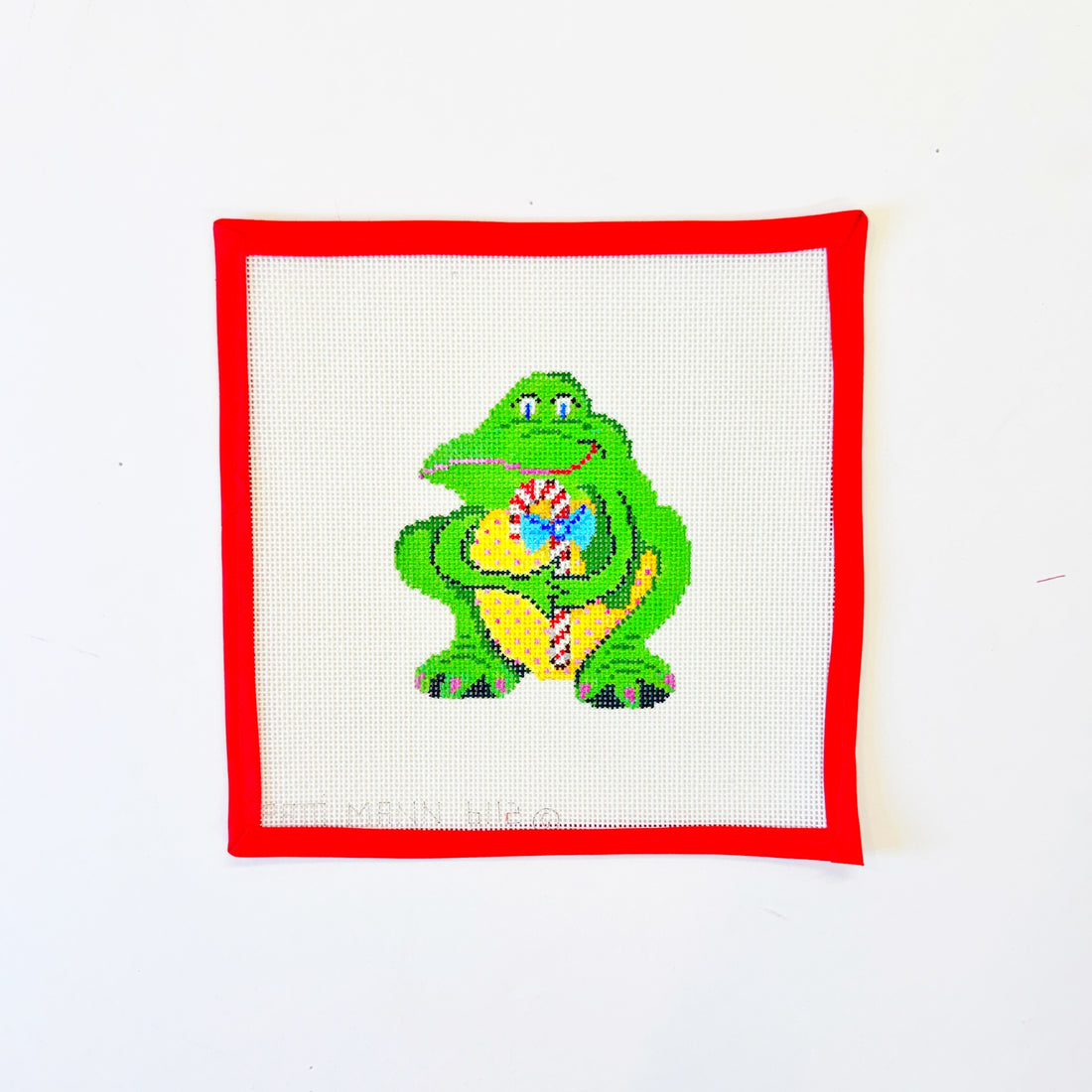 Frog with Candy CanePatti MannCanvasThe Red Thread Atelier