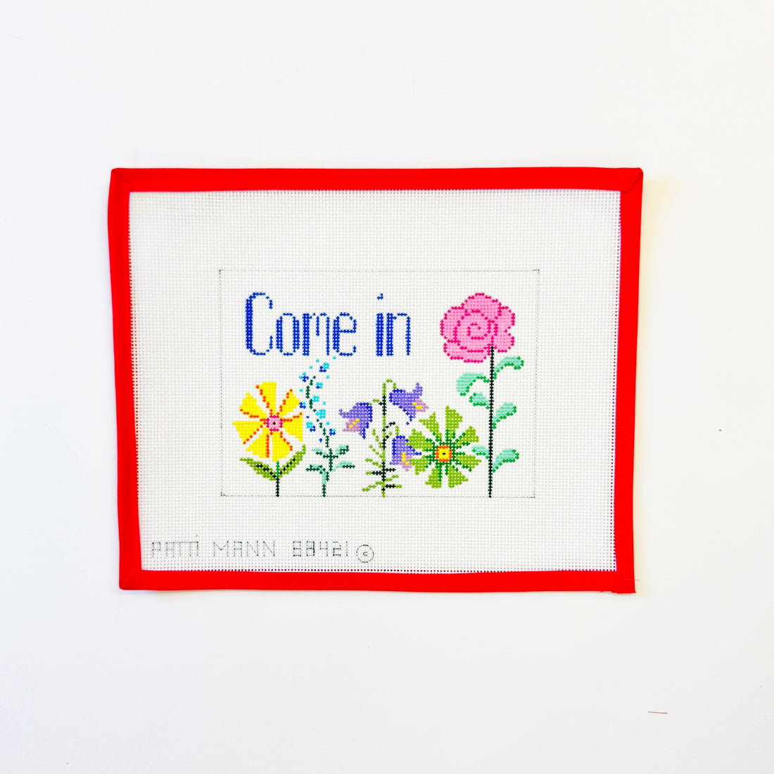 Floral Come In SignPatti MannCanvasThe Red Thread Atelier