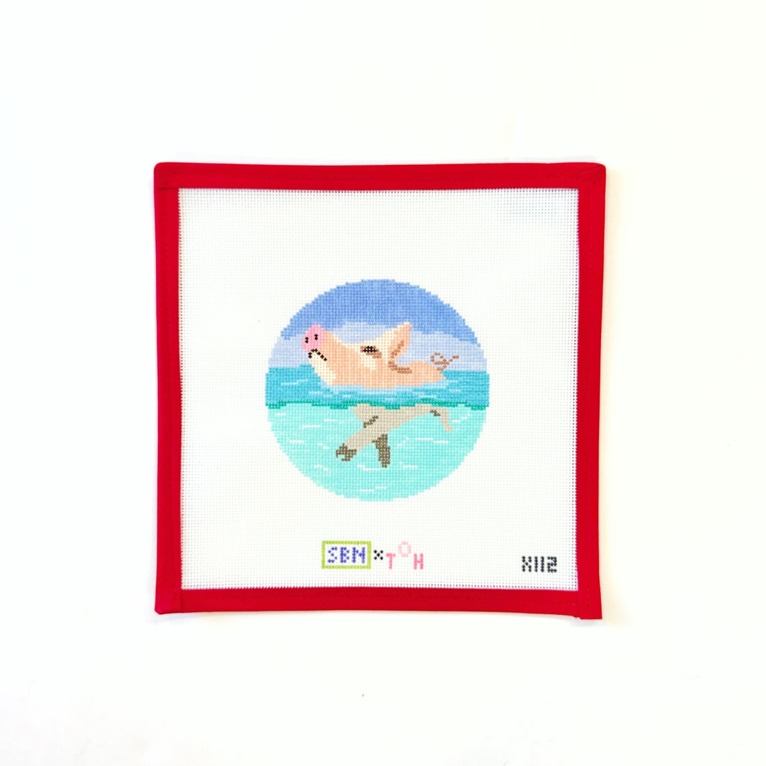 Swimming PigSusan Battle NeedlepointCanvasThe Red Thread Atelier