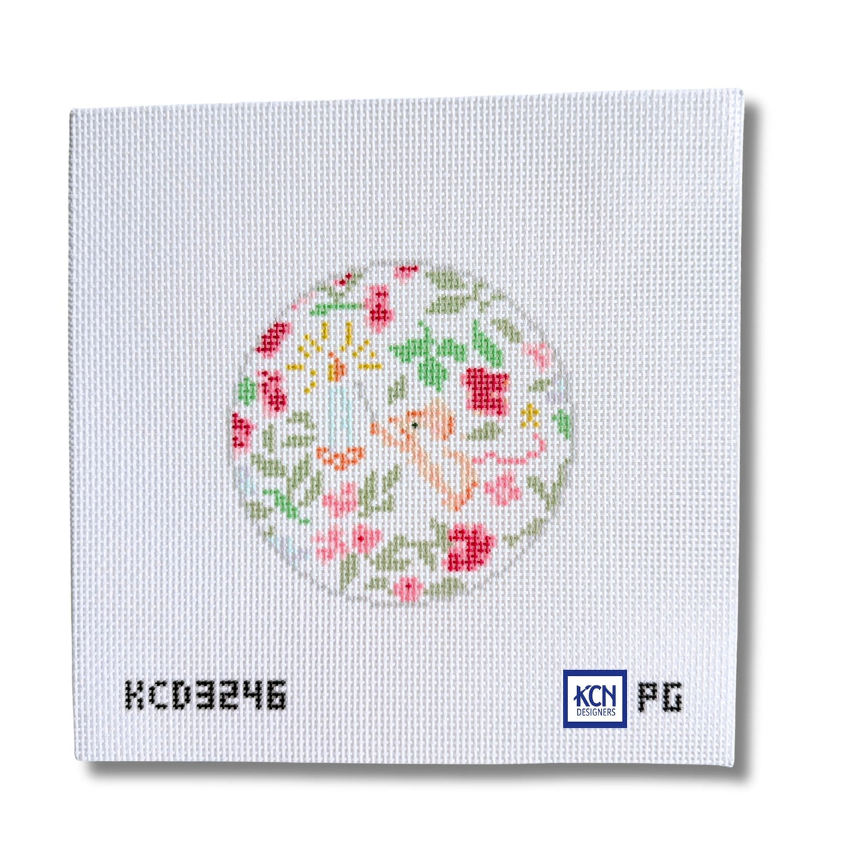 Mouse with Candle round needlepoint canvas by Pearly Gates Designs for KCN Designers