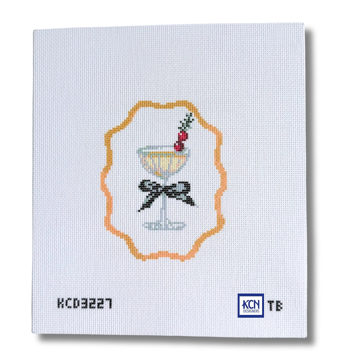 Holiday Cocktail ornament needlepoint canvas by KCN Designers