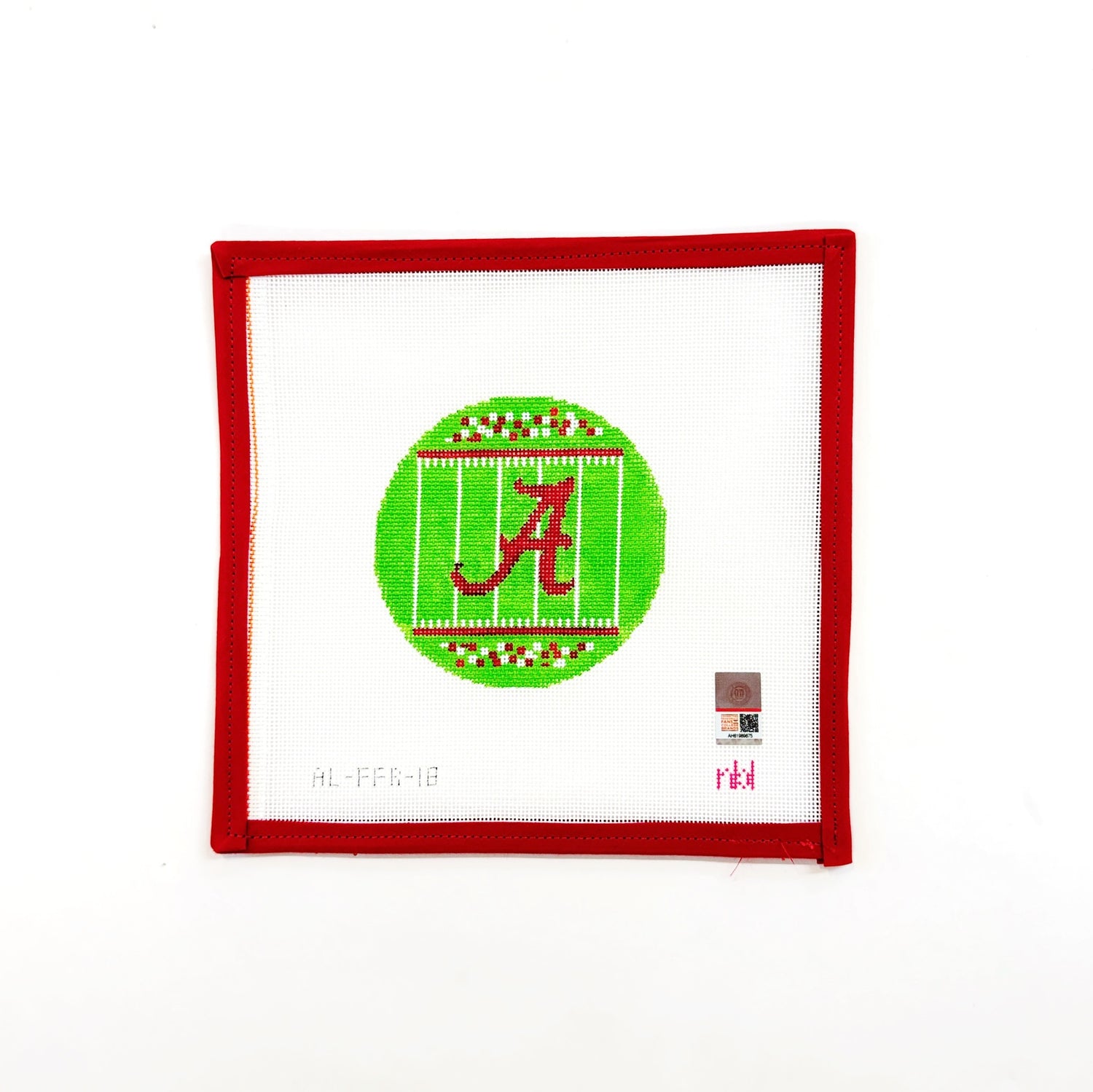 Alabama Football Field RoundNeedlepoint by LauraCanvasThe Red Thread Atelier