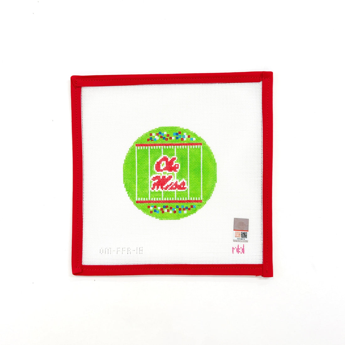 Ole Miss Football Field RoundNeedlepoint by LauraCanvasThe Red Thread Atelier