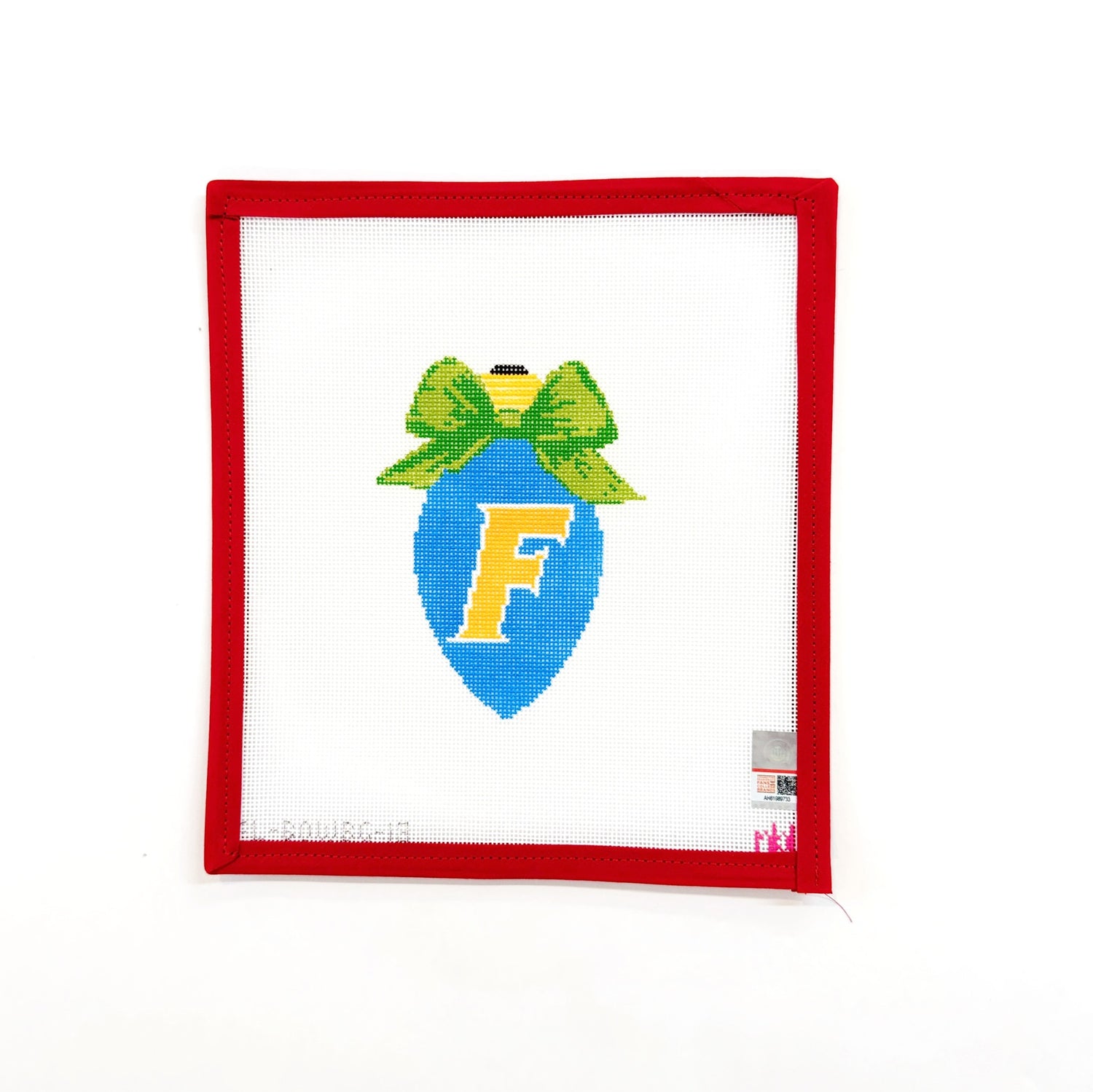 U Florida Gators Christmas Bow Light Bulb, green bowNeedlepoint by LauraCanvasThe Red Thread Atelier