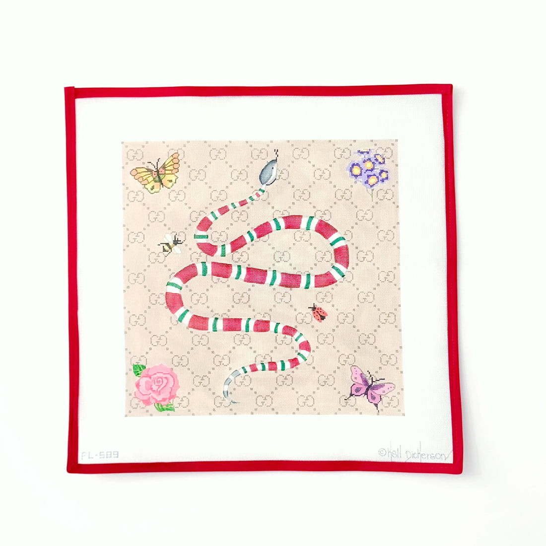 Designer Scarf Series - Gucci-Inspired Snake &amp; FlowersKate DickersonCanvasThe Red Thread Atelier