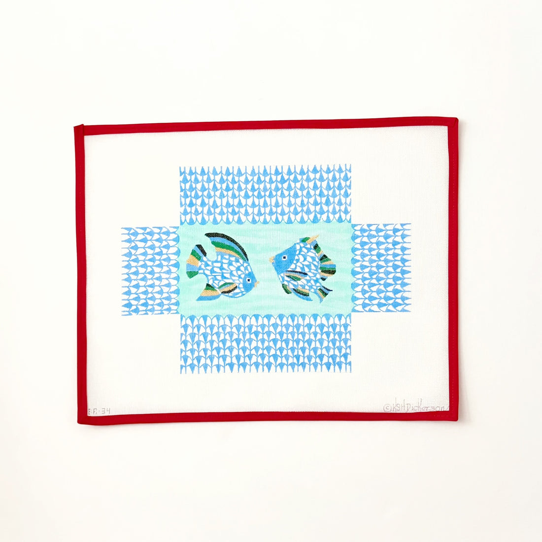 Brick – Fishnet Tropical Fish – bluesKate DickersonCanvasThe Red Thread Atelier