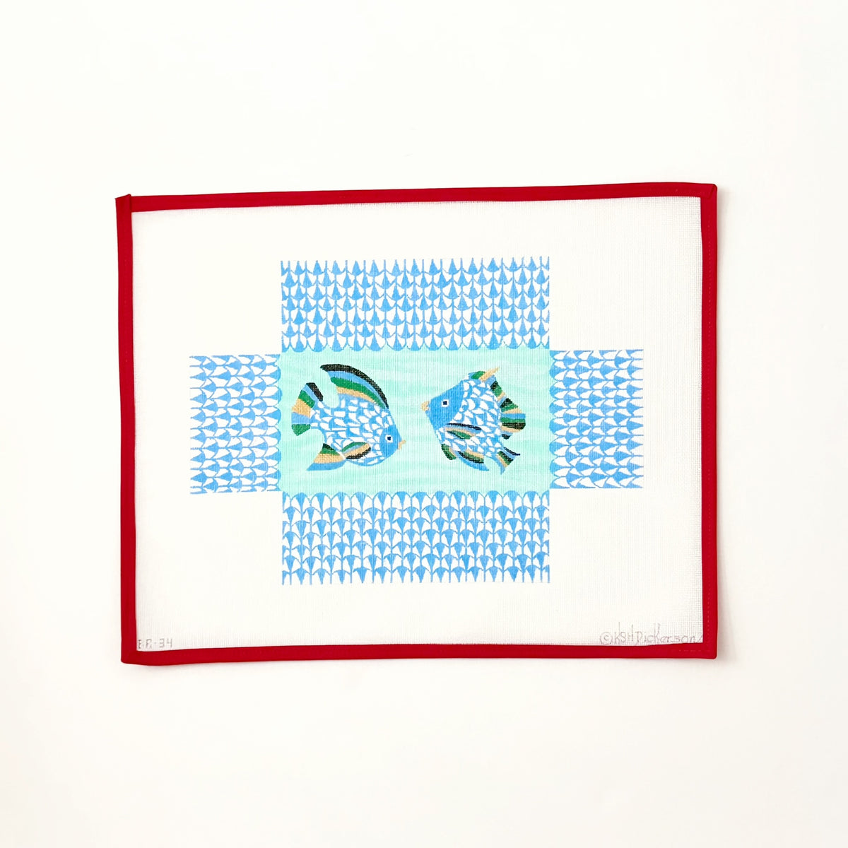 Brick – Fishnet Tropical Fish – bluesKate DickersonCanvasThe Red Thread Atelier