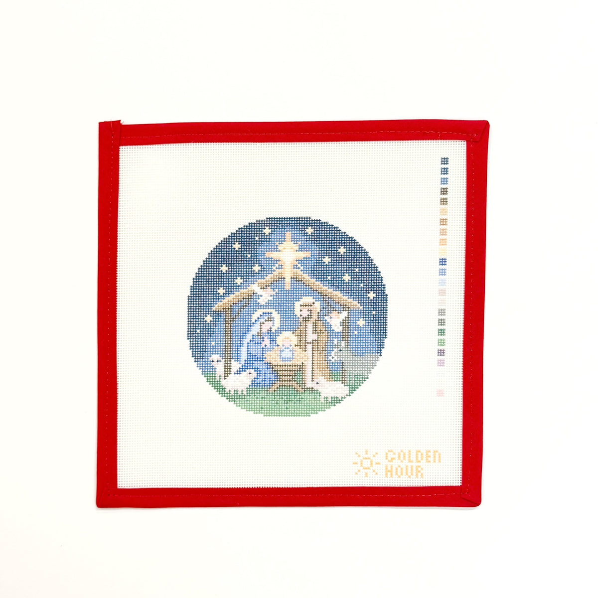 Nativity Scene in mangerGolden Hour NeedlepointCanvasThe Red Thread Atelier