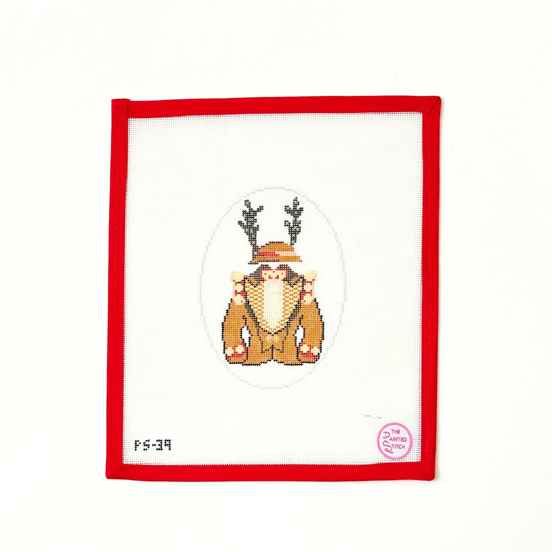 NYC Christmas Reindeer Costume OvalPainted StitchCanvasThe Red Thread Atelier