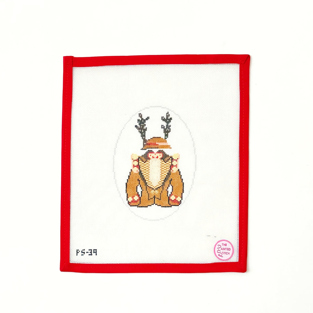 NYC Christmas Reindeer Costume OvalPainted StitchCanvasThe Red Thread Atelier