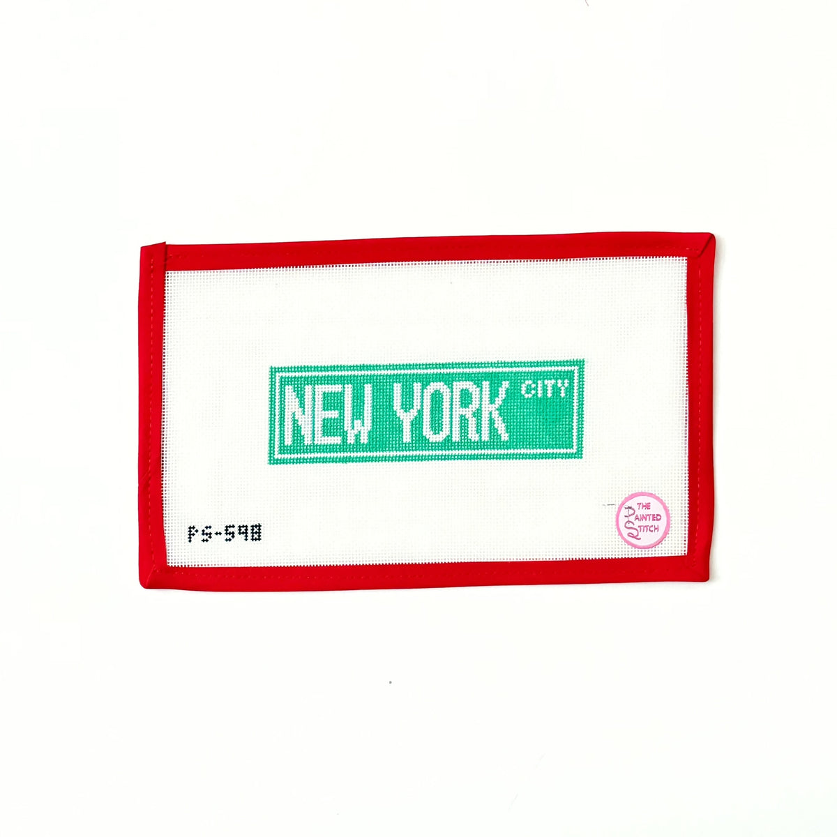 NYC Street Sign: 18 MeshPainted StitchCanvasThe Red Thread Atelier