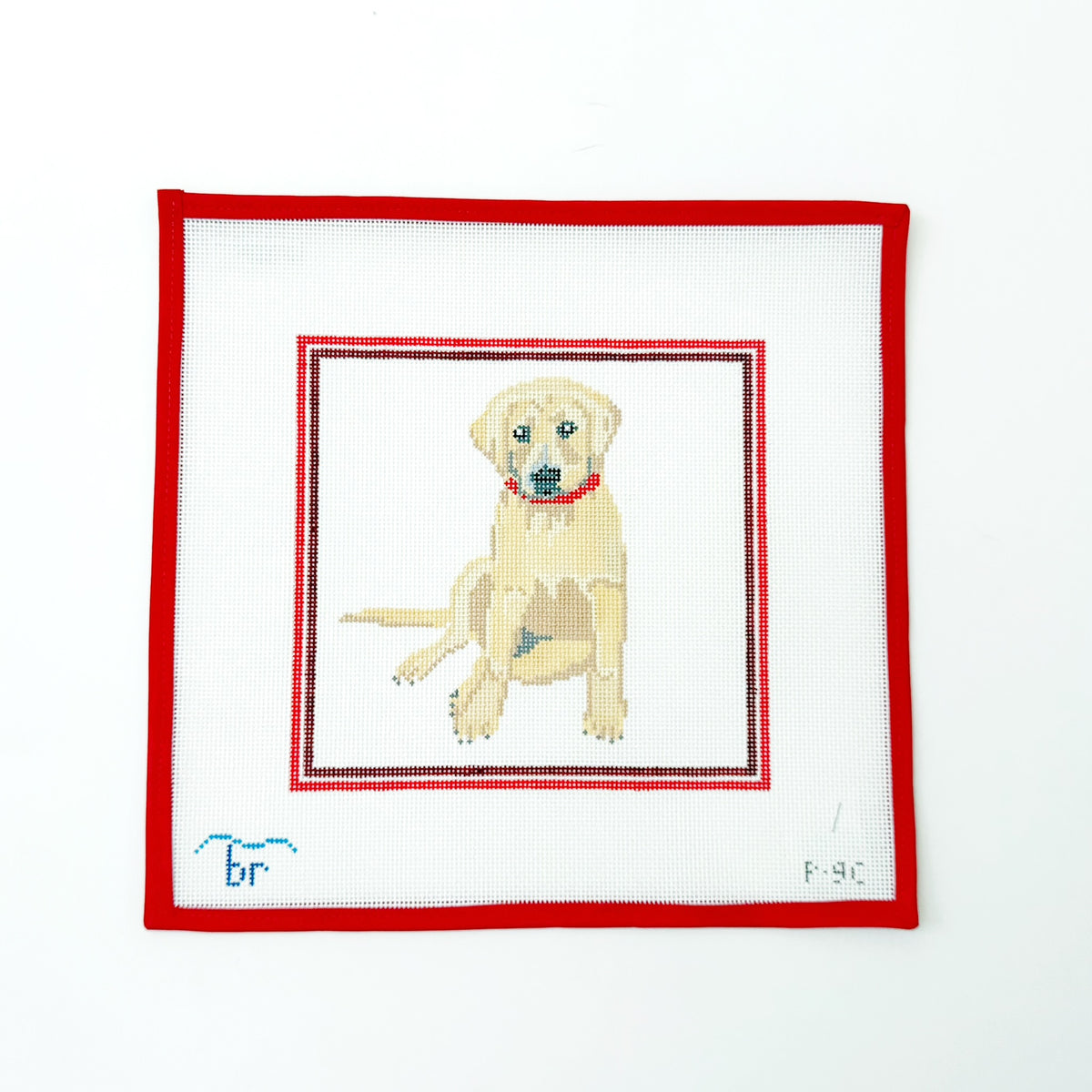 Yellow Lab - Red FrameBlue Ridge StitcheryCanvasThe Red Thread Atelier