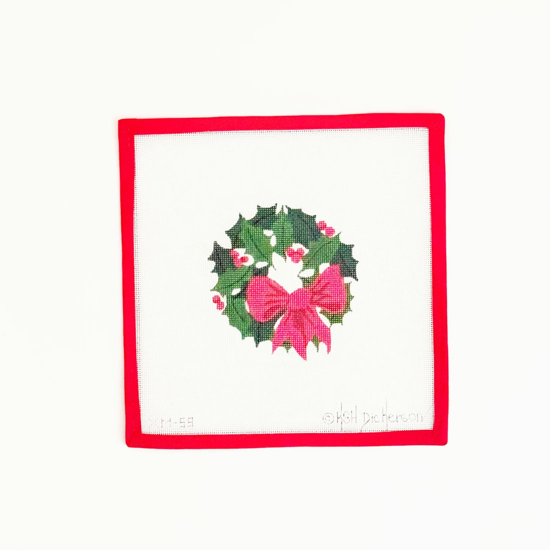 Christmas Ornament - Holly Wreath with Red Bow