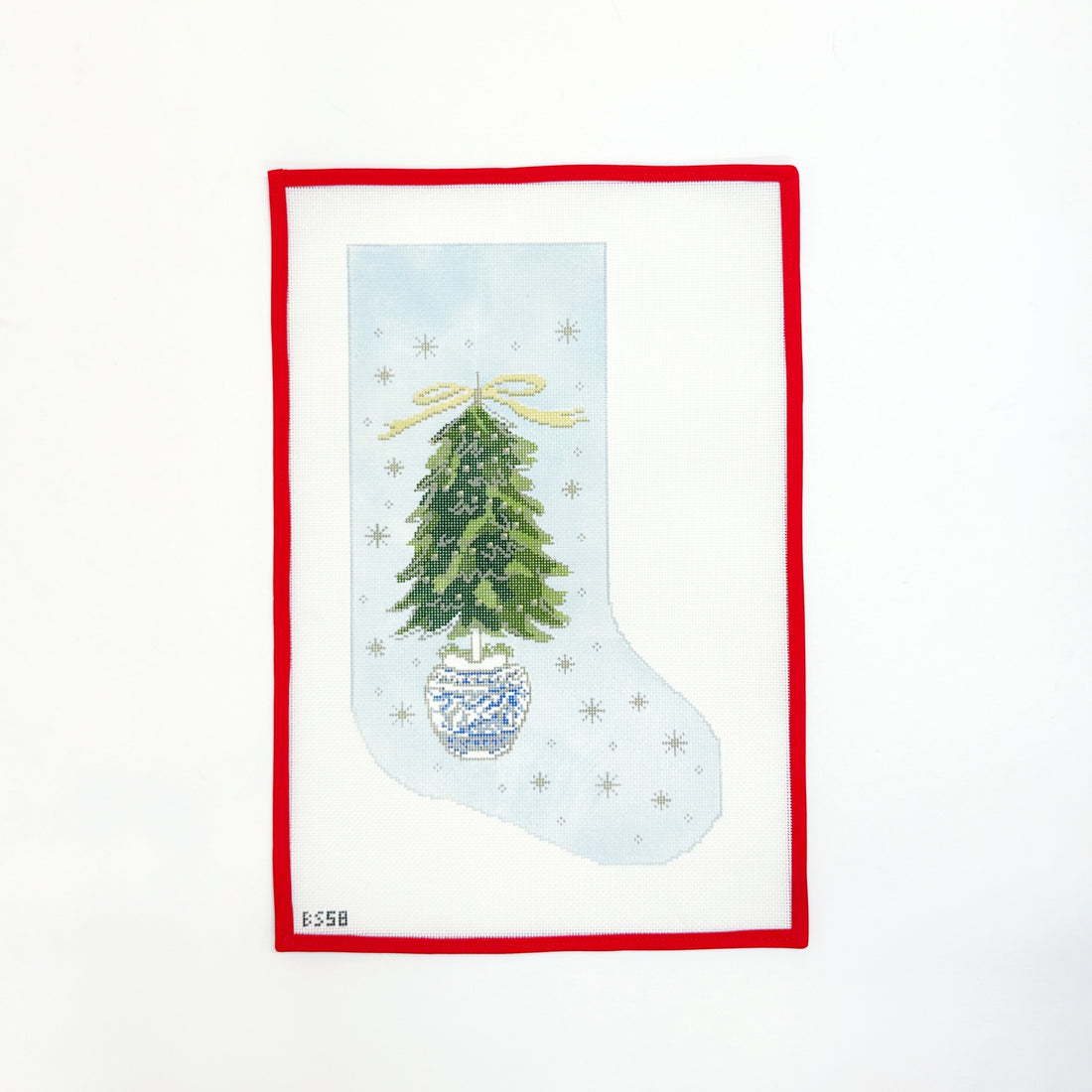 Topiary Christmas Tree Blue Stocking