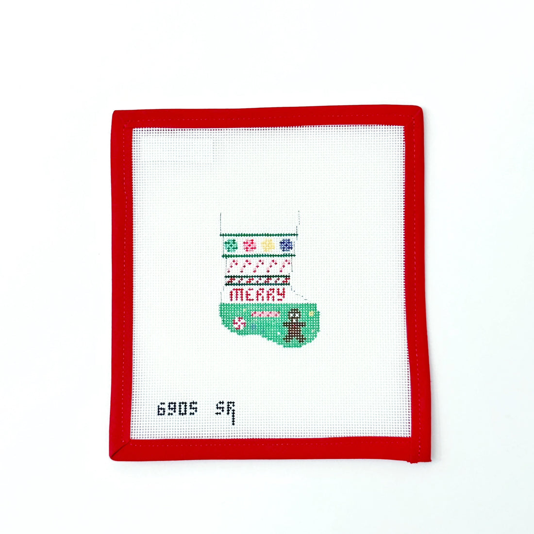 Merry Micro Stocking OrnamentSusan RobertsCanvasThe Red Thread Atelier