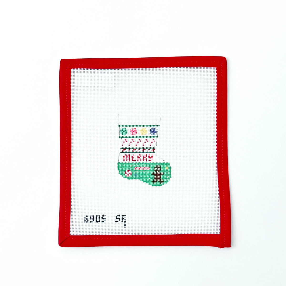 Merry Micro Stocking OrnamentSusan RobertsCanvasThe Red Thread Atelier