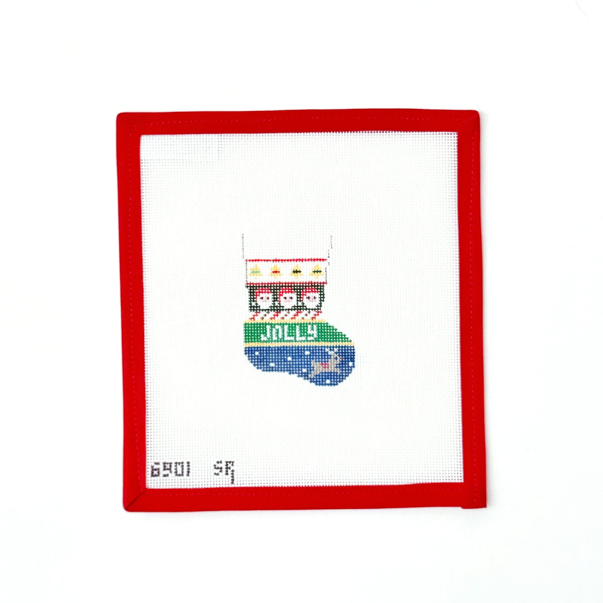 Jolly Micro Stocking OrnamentSusan RobertsCanvasThe Red Thread Atelier