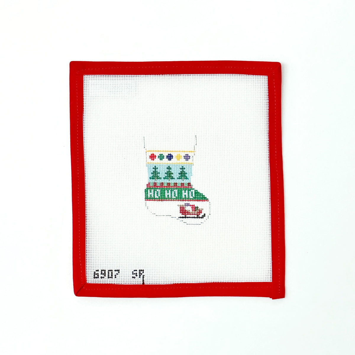 Ho Ho Ho Micro Stocking OrnamentSusan RobertsCanvasThe Red Thread Atelier