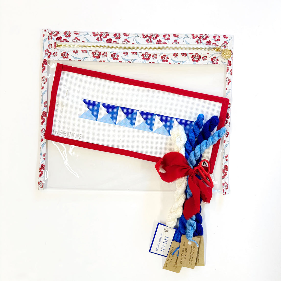 Ultimate Needlepoint Travel Kit - Blue Geo Key Fob