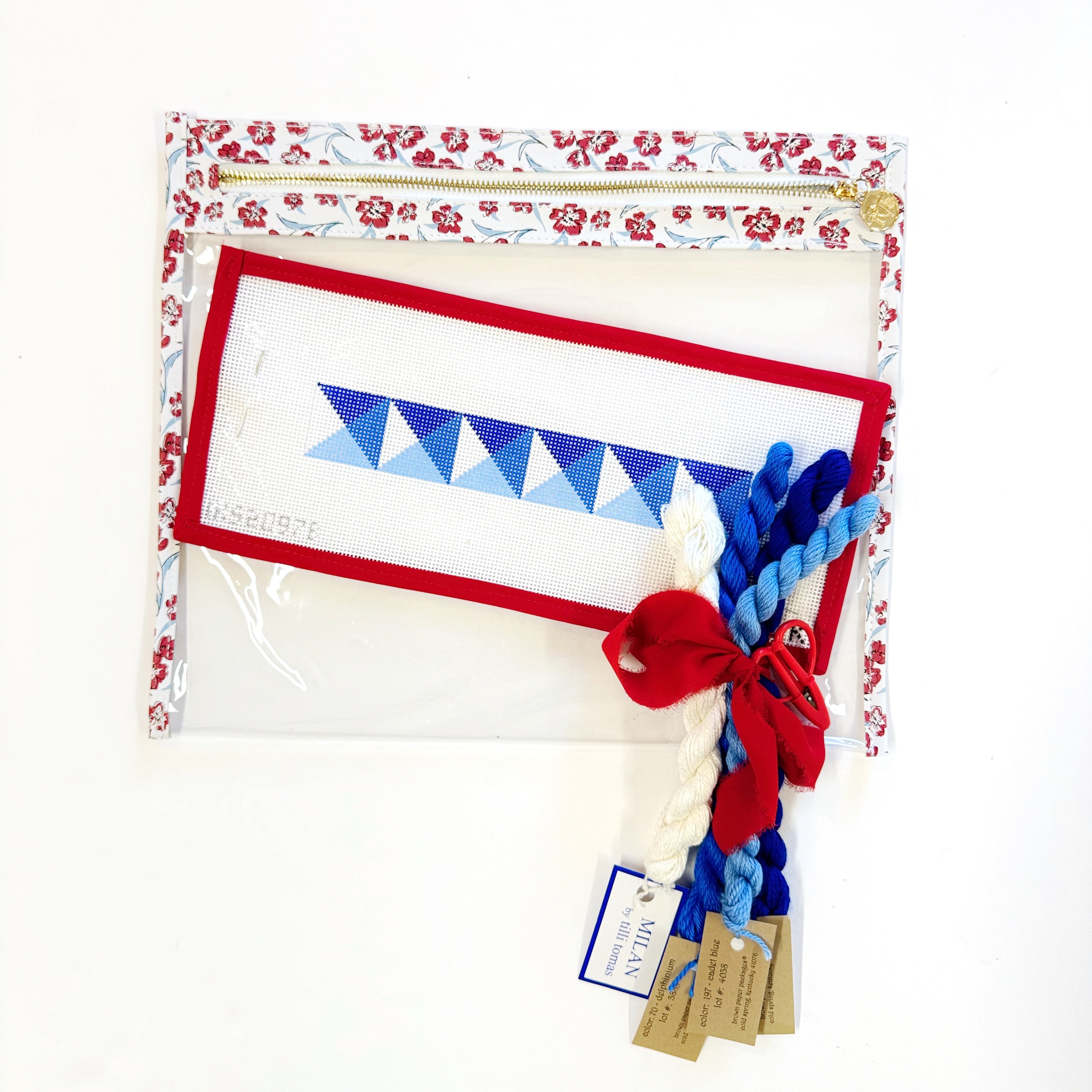 Ultimate Needlepoint Travel Kit - Blue Geo Key Fob