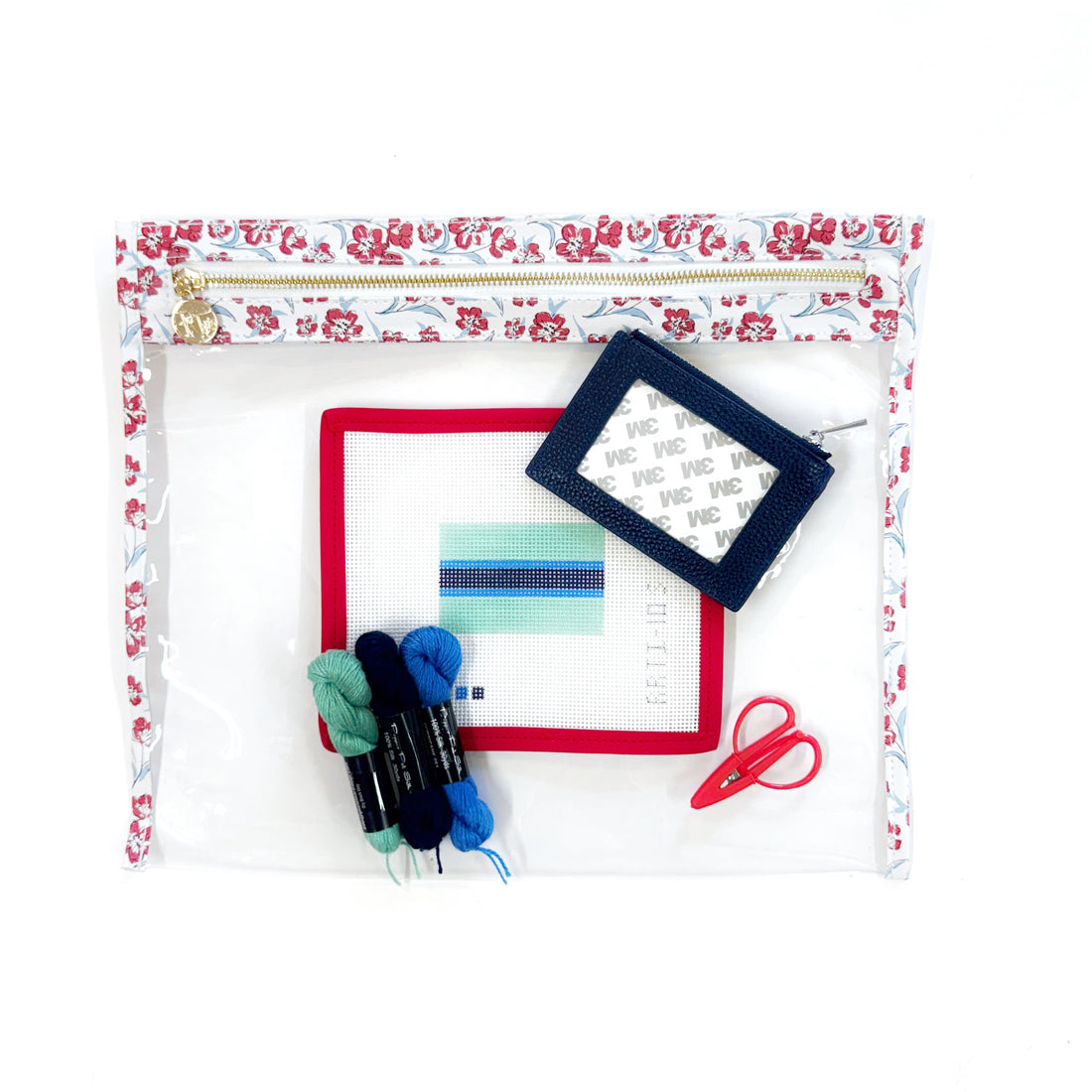 Ultimate Needlepoint Travel Kit - Simple Stripes Wallet - Seafoam