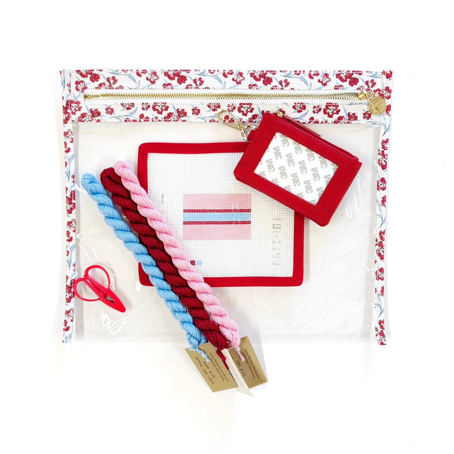 Ultimate Needlepoint Travel Kit - Simple Stripes Wallet - Pink