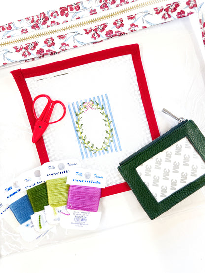 Ultimate Needlepoint Travel Kit - Striped Wreath Wallet