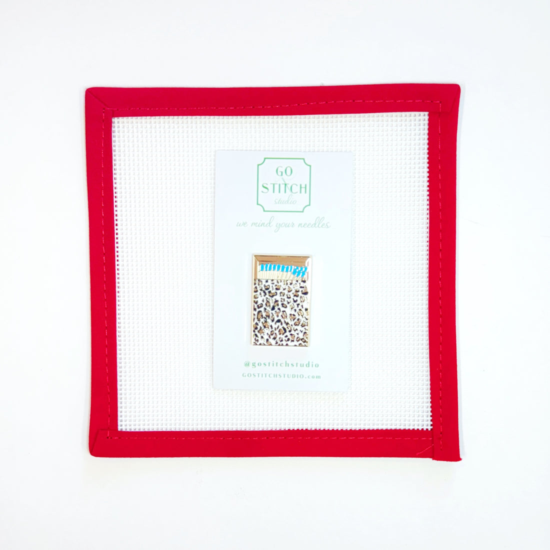 Blue Leopard Matchbox Needle Minder