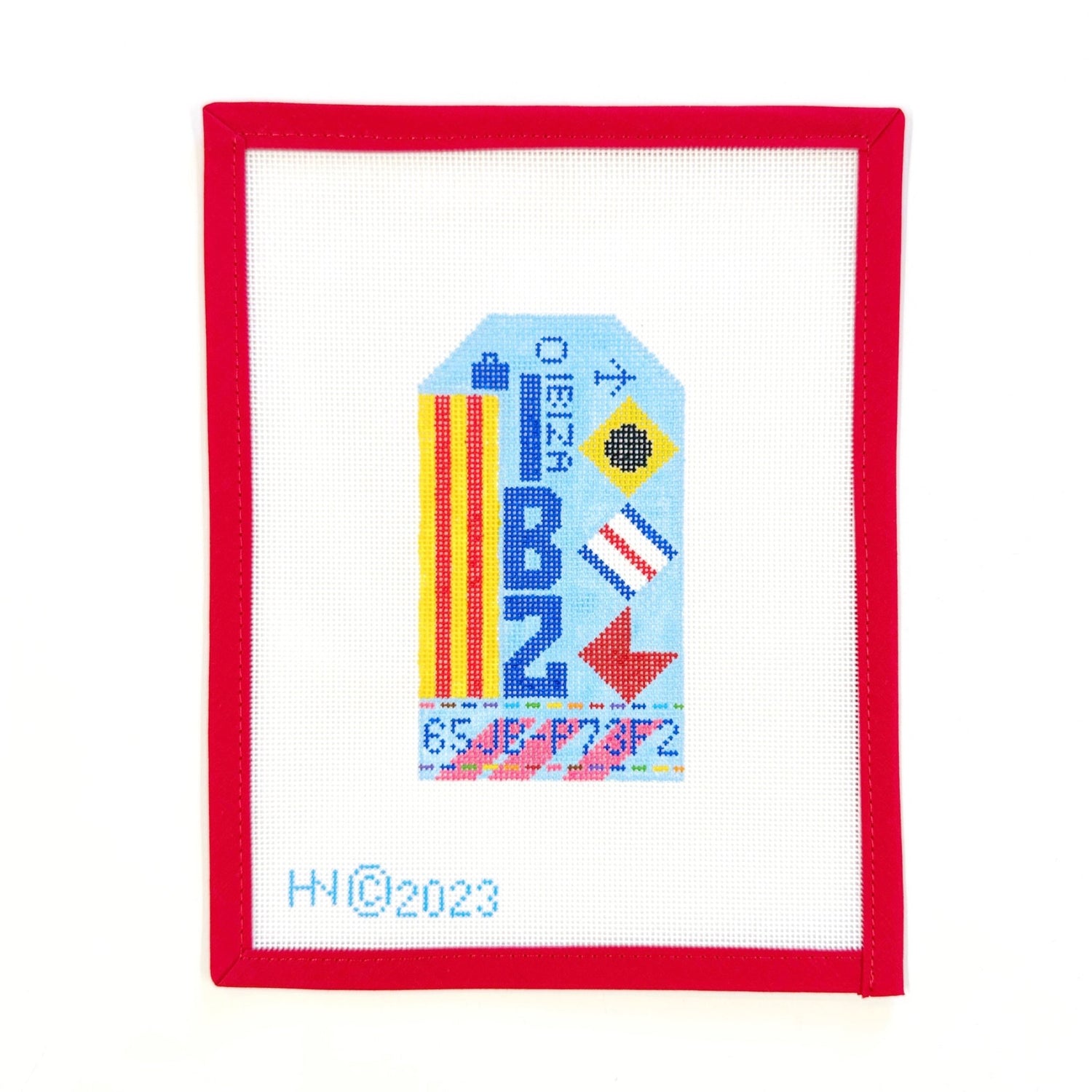 Ibiza Travel TagHedgehog NeedlepointCanvasThe Red Thread Atelier