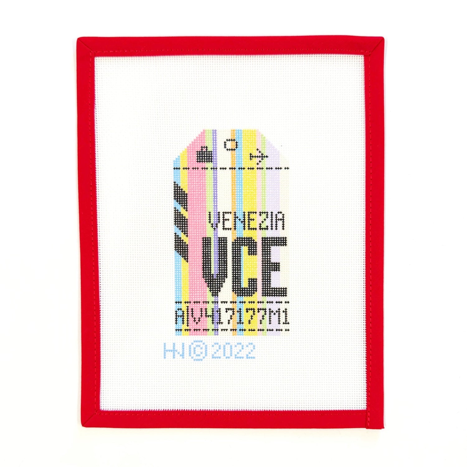 Venice Travel TagHedgehog NeedlepointCanvasThe Red Thread Atelier