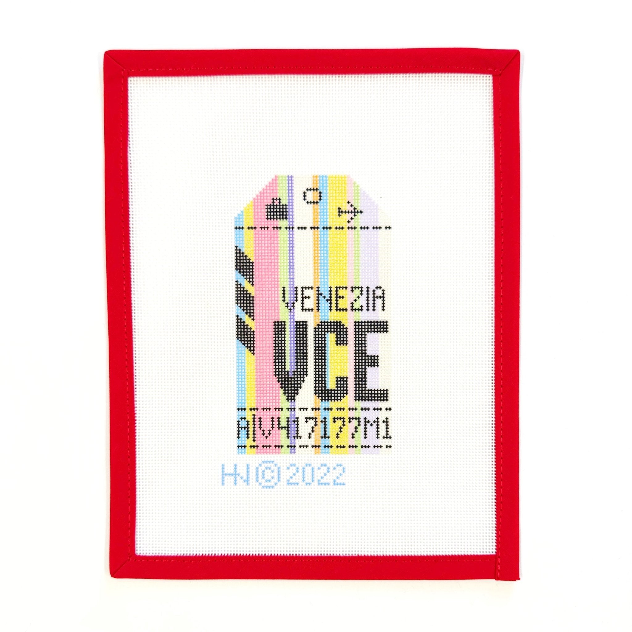 Venice Travel TagHedgehog NeedlepointCanvasThe Red Thread Atelier