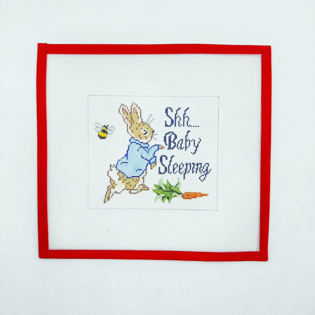 Shhhh, Baby Sleeping Peter RabbitElm Tree NeedlepointCanvasThe Red Thread Atelier