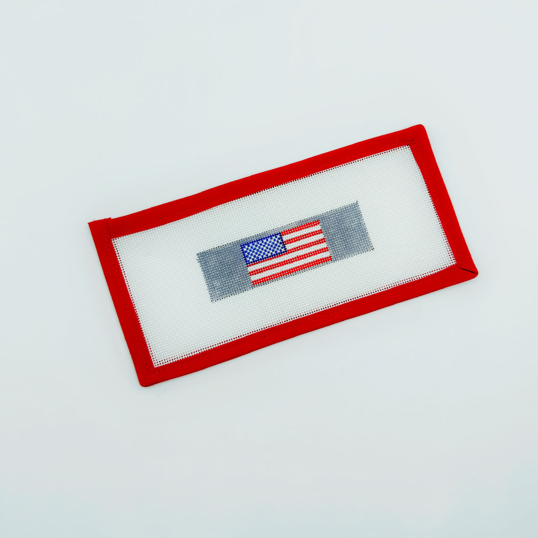 American Flag - Flat Key Fob - grayElm Tree NeedlepointCanvasThe Red Thread Atelier