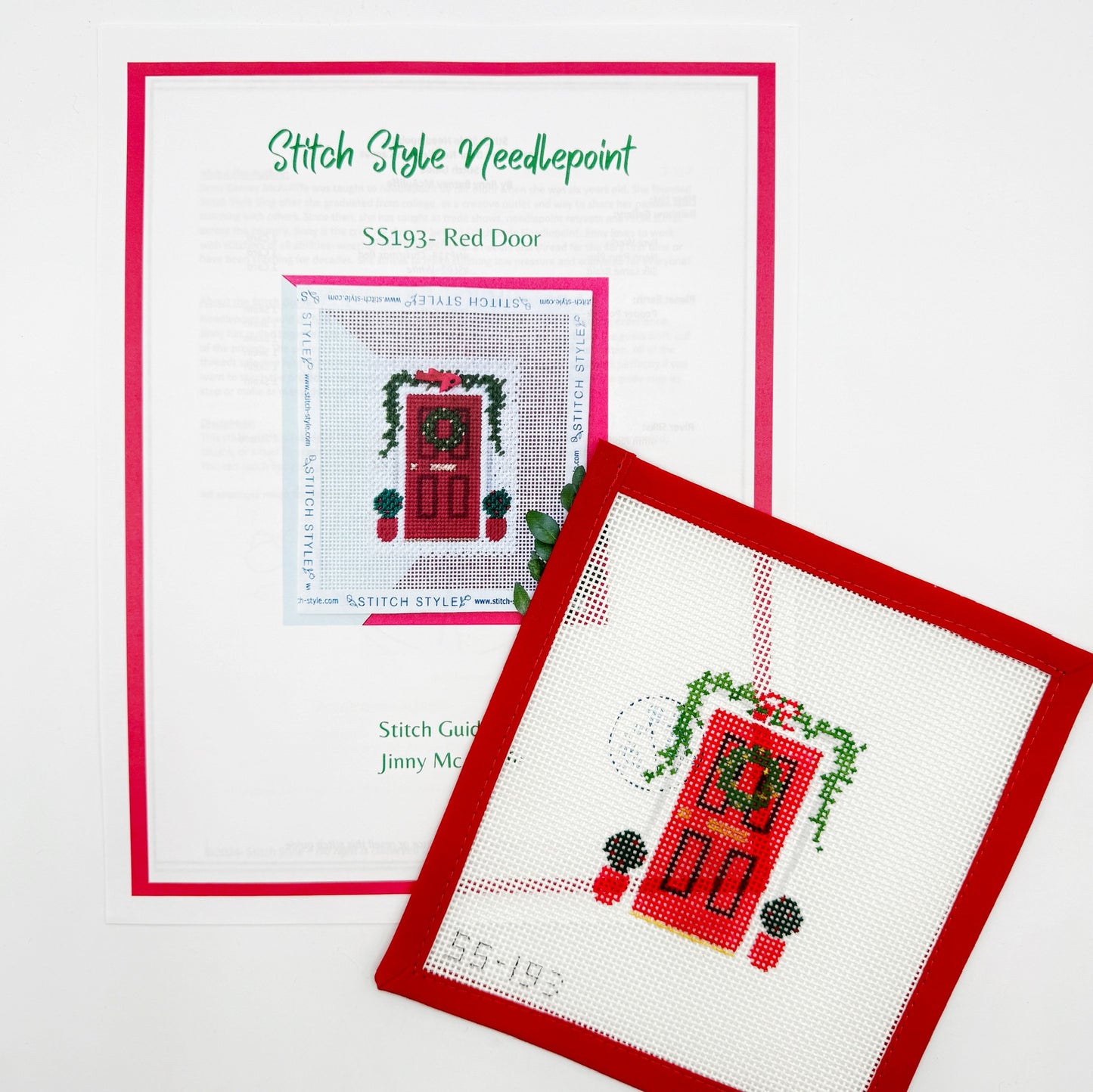Red Christmas Door w Stitch Guide