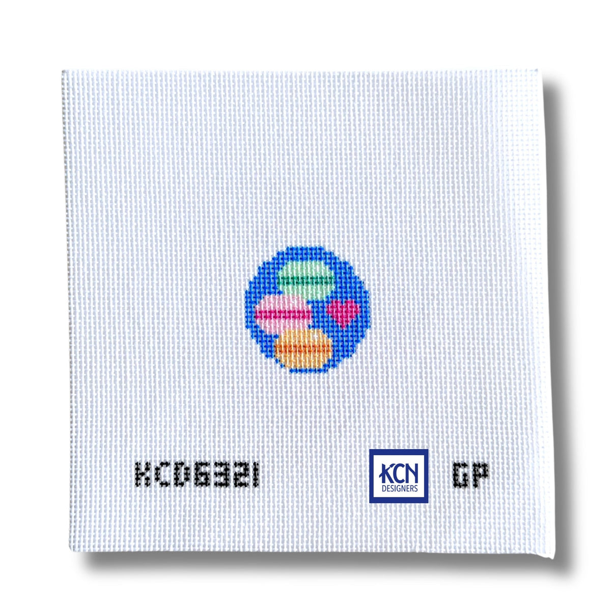 Macarons key fob needlepoint canvas by Giddy Paperie for KCN Designers