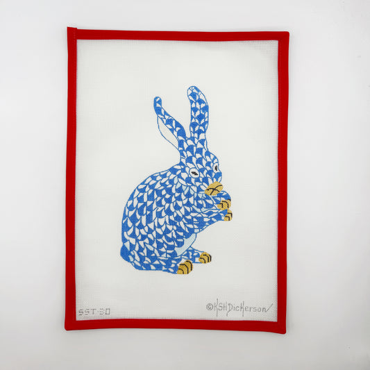 Herend inspired bunny, blue