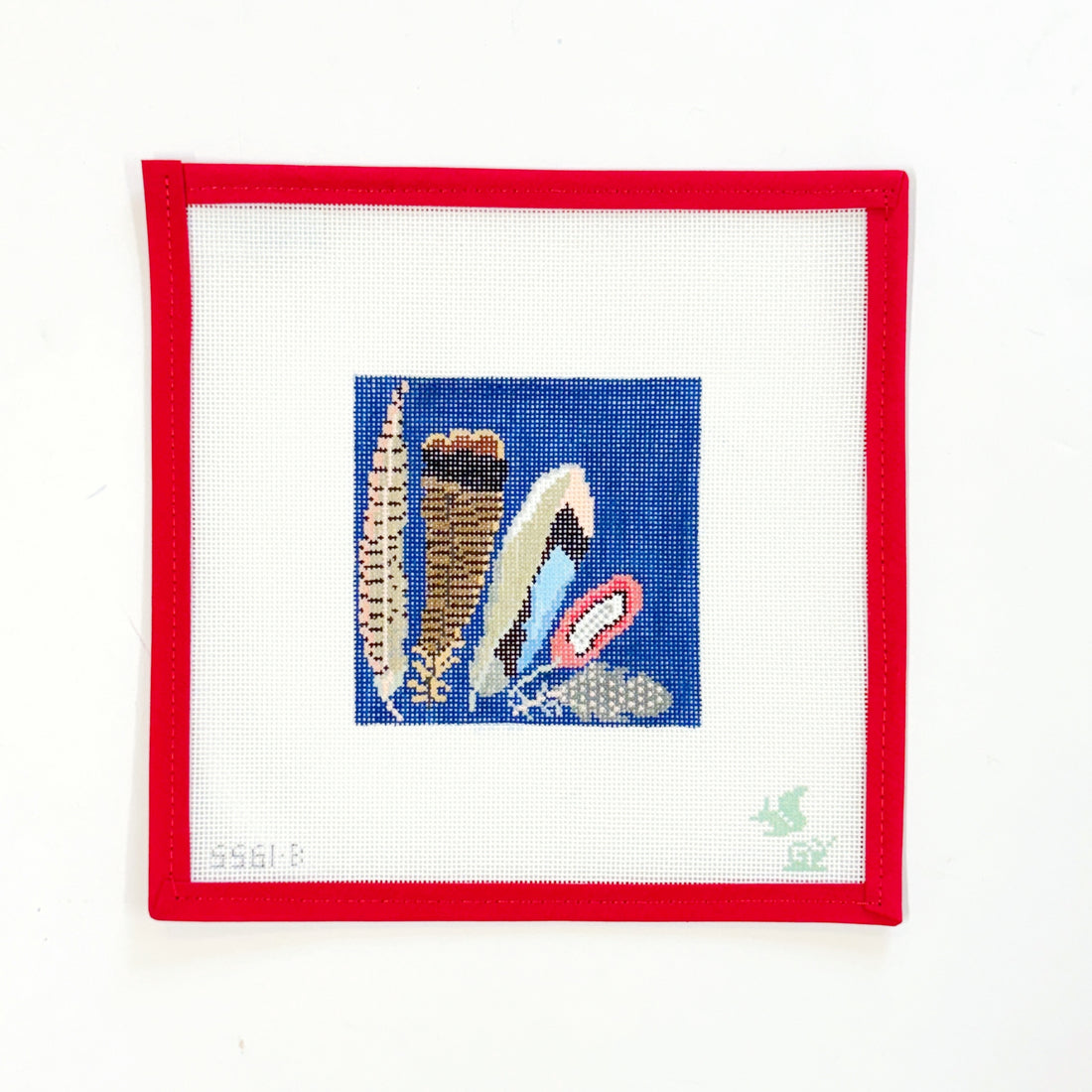 Game Bird Feather Coaster - blue
