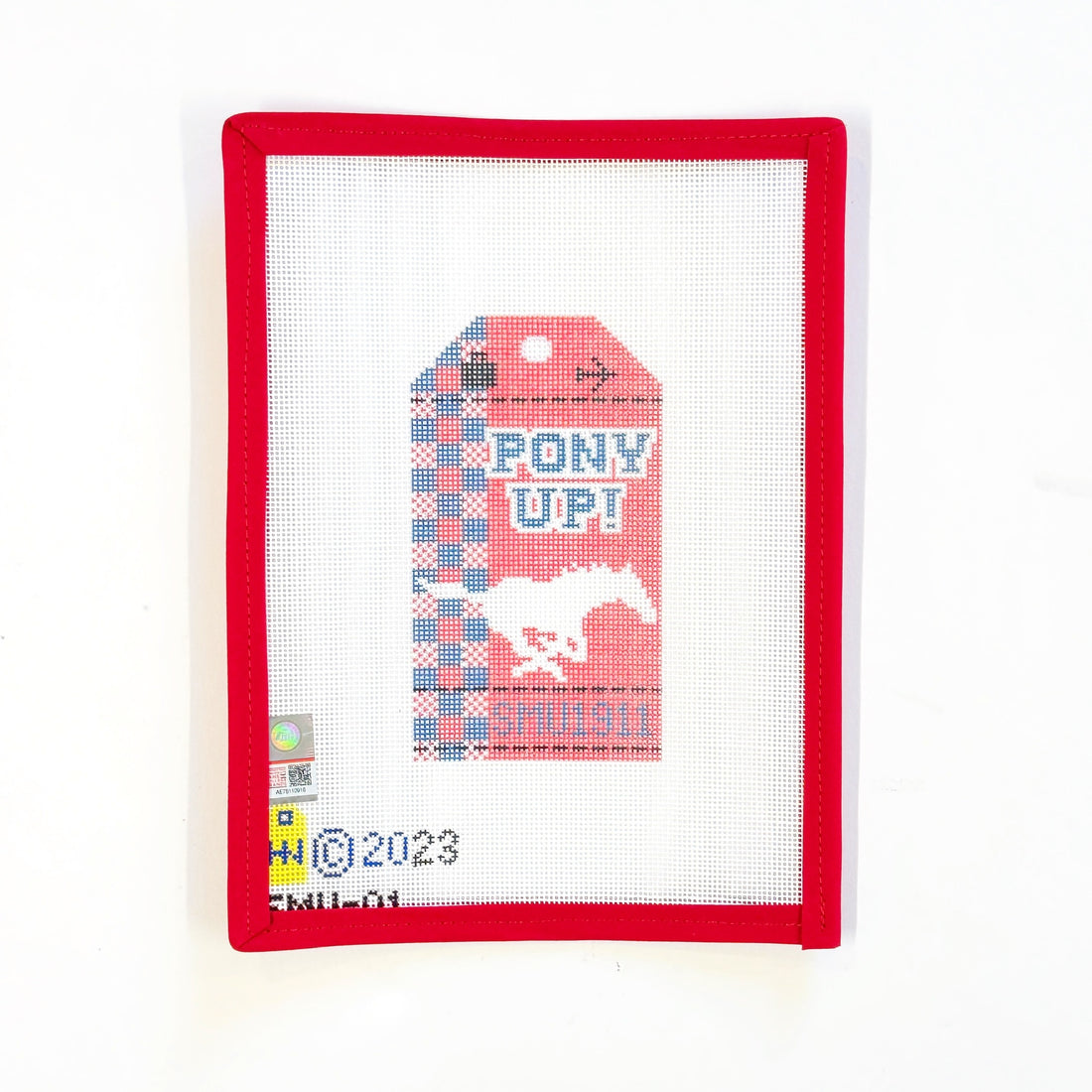 SMU Retro TagHedgehog NeedlepointCanvasThe Red Thread Atelier