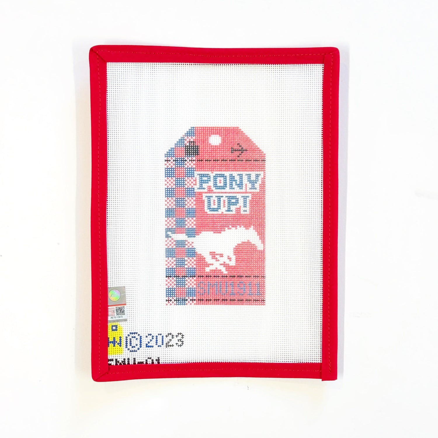 SMU Retro TagHedgehog NeedlepointCanvasThe Red Thread Atelier