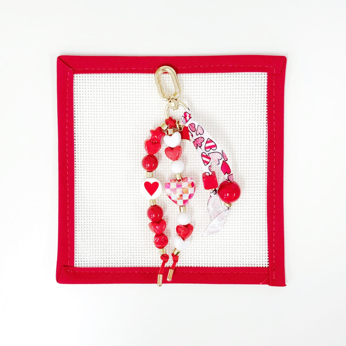 PrepThreads Petite Bag Charms - red w red hearts