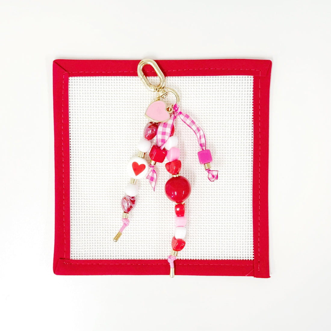 PrepThreads Petite Bag Charms - red w pink gingham