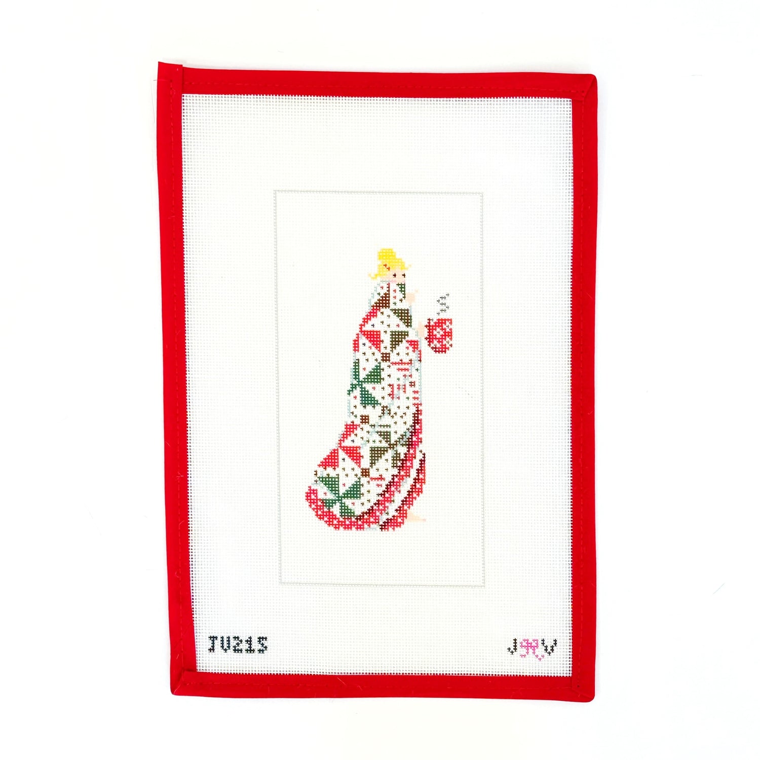 Christmas Quilt WomanJennifer Vallez NeedlepointCanvasThe Red Thread Atelier