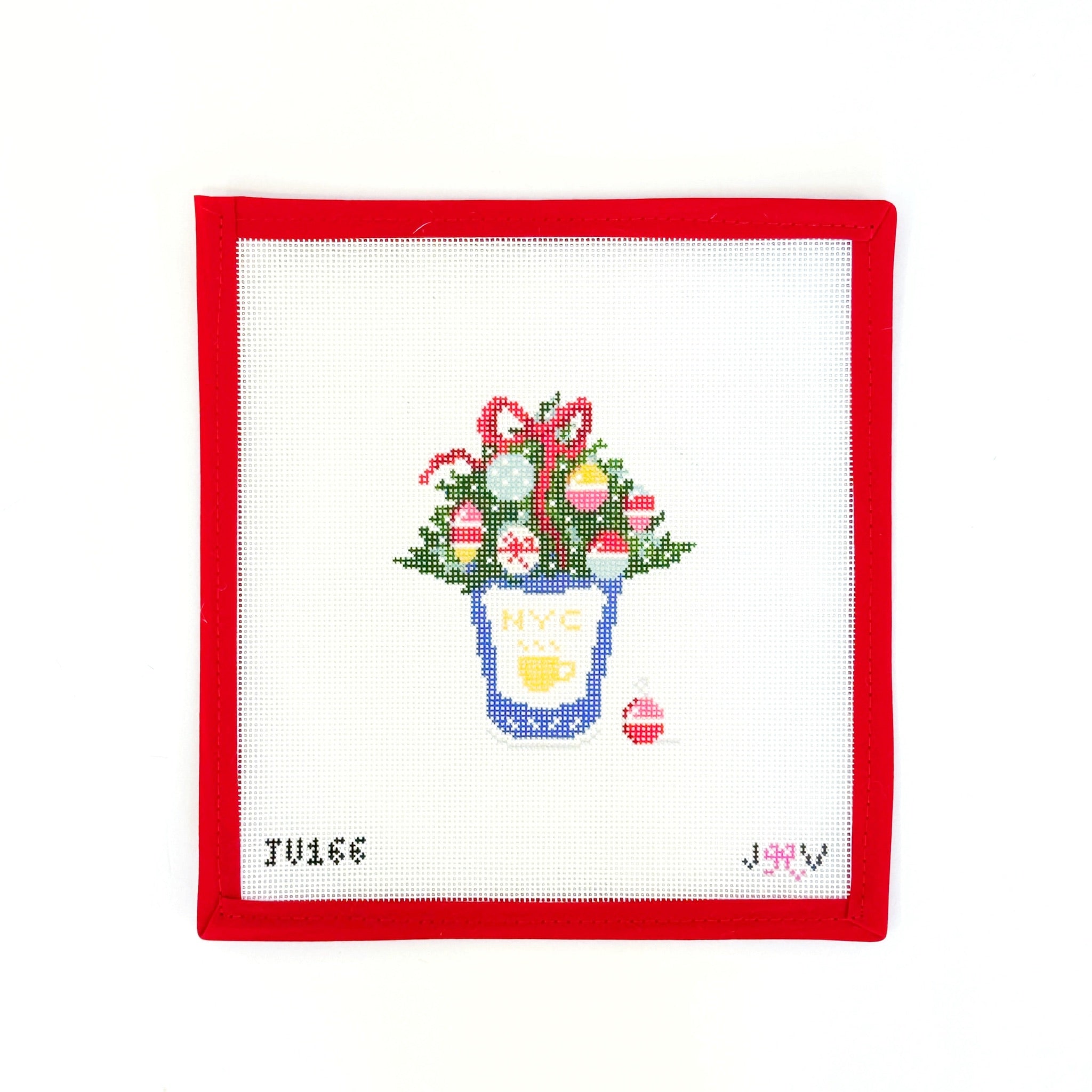 NYC Christmas CoffeeJennifer Vallez NeedlepointCanvasThe Red Thread Atelier