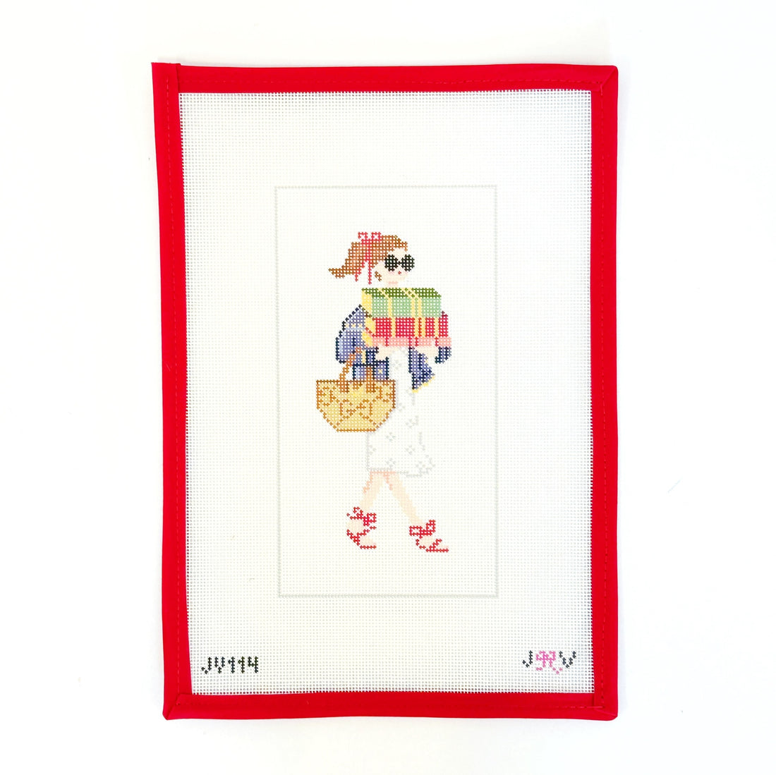 Bookstore Fair GirlJennifer Vallez NeedlepointCanvasThe Red Thread Atelier