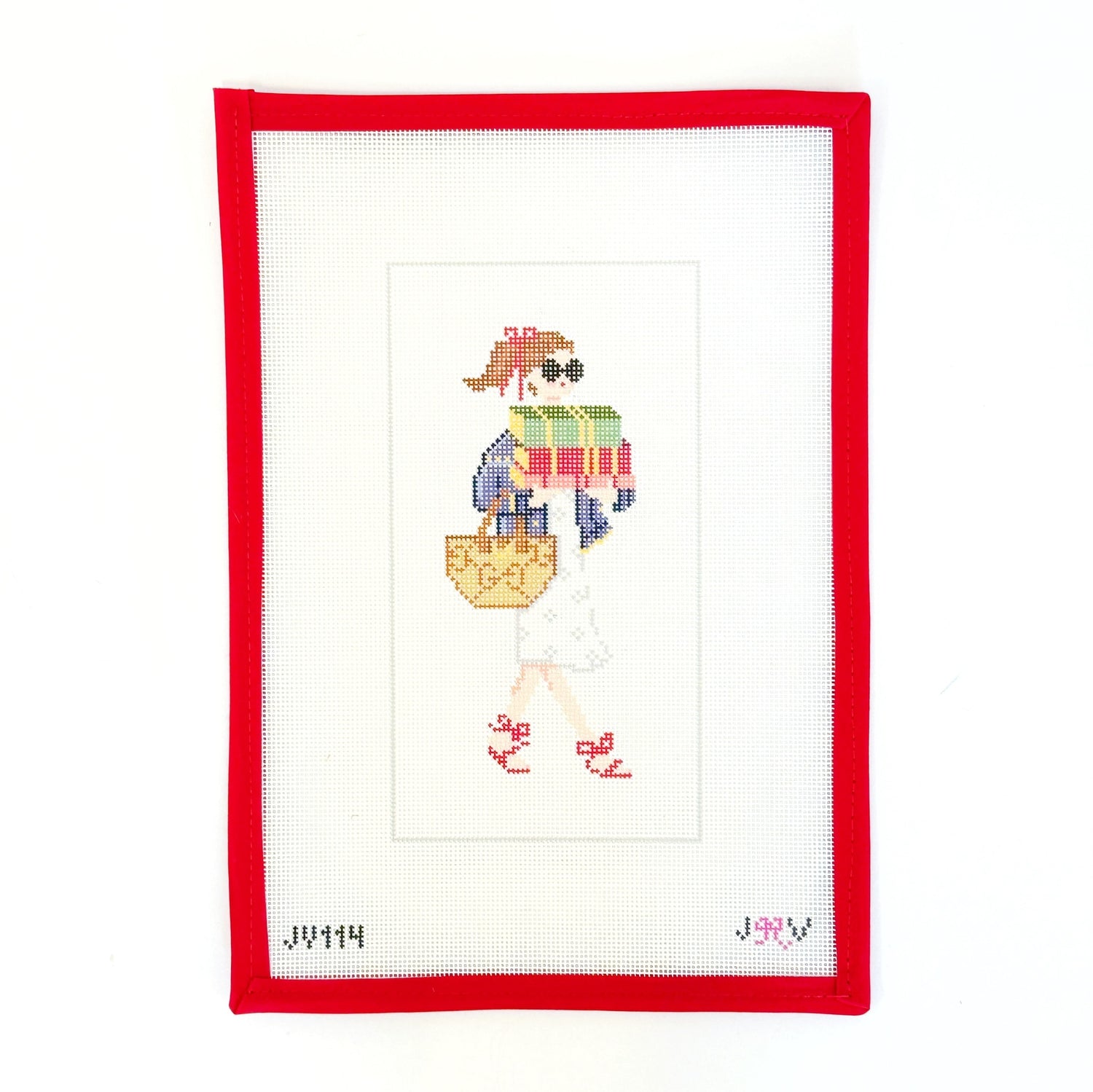 Bookstore Fair GirlJennifer Vallez NeedlepointCanvasThe Red Thread Atelier
