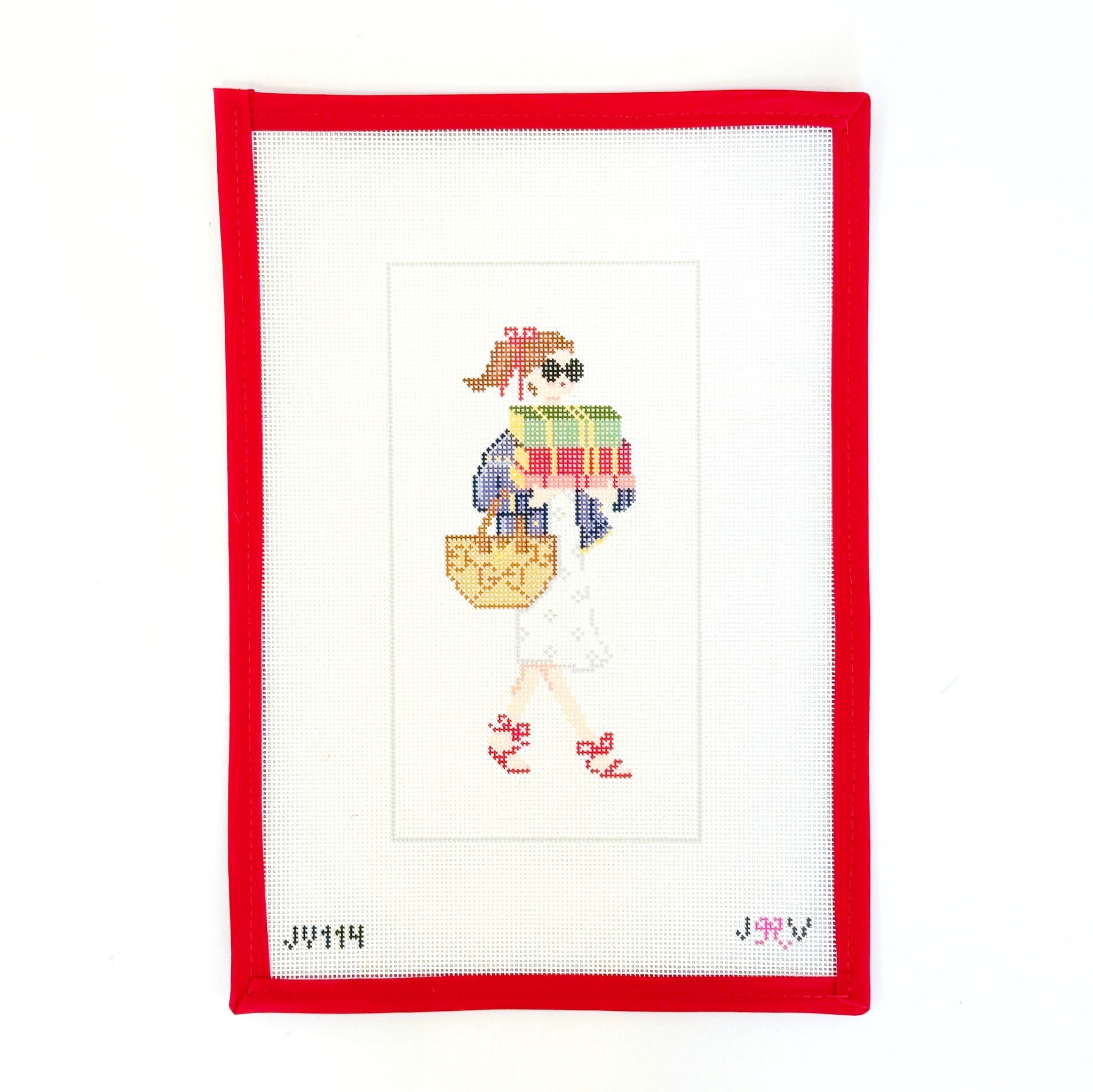 Bookstore Fair GirlJennifer Vallez NeedlepointCanvasThe Red Thread Atelier