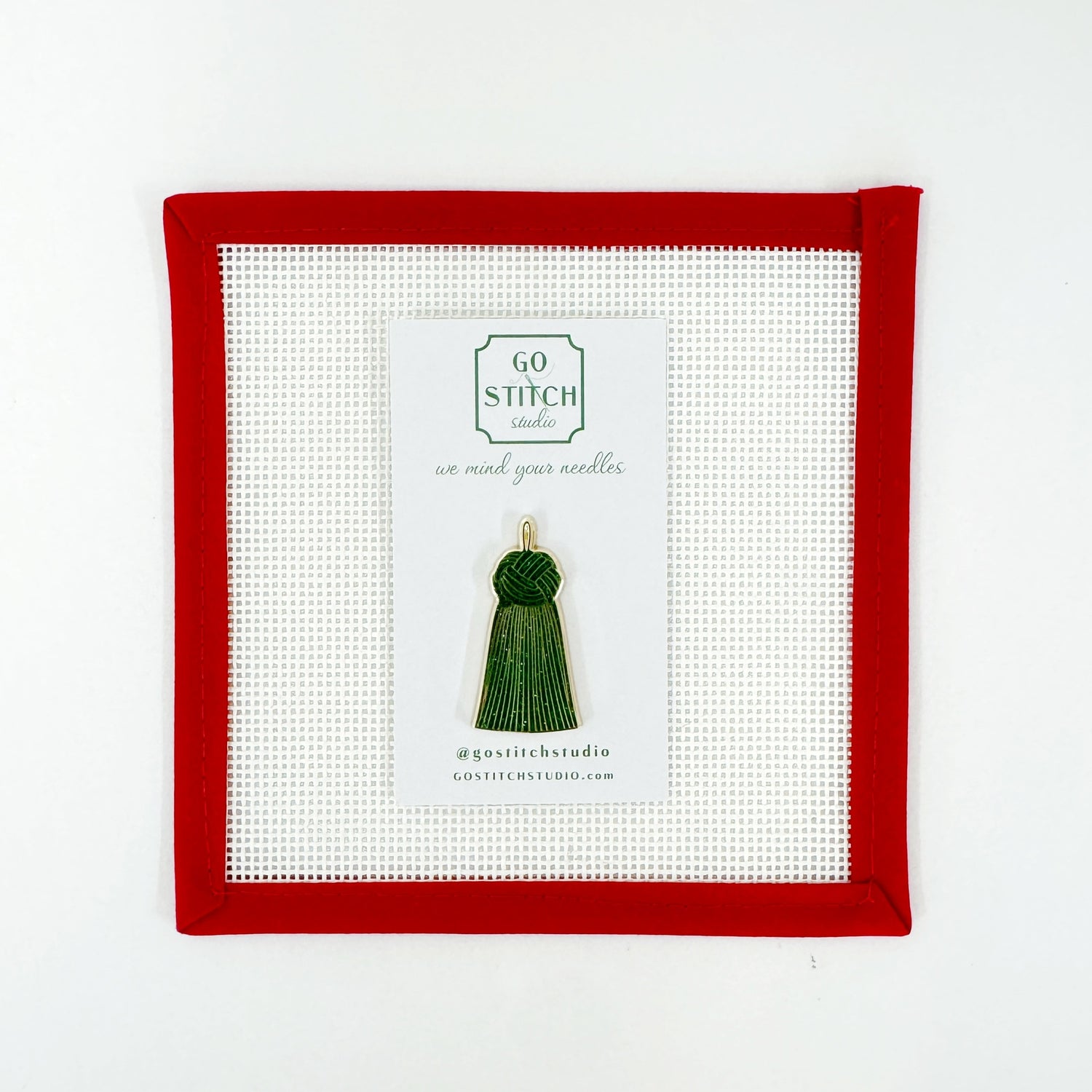 Green Glitter Tassel Needle Minder